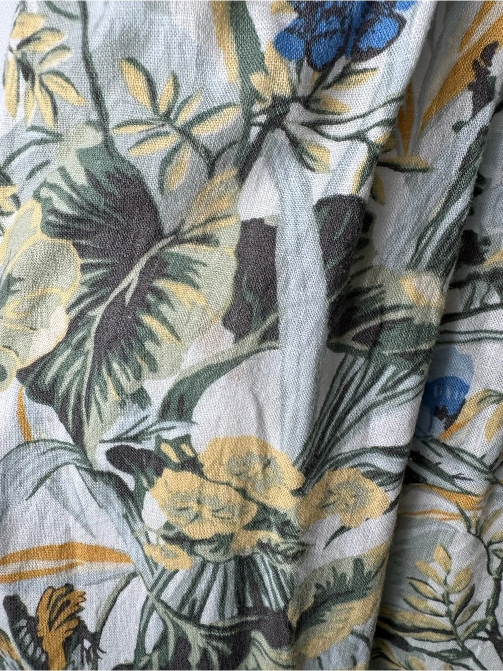 Abercrombie & Fitch Green Tropical Floral Plunge V-Neck Linen Maxi Dress